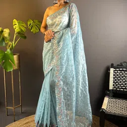 Mameraa Embellished Sequinned Art Silk Heavy Work Saree-picture-48