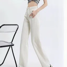 LULU & SKY Women Wide Leg Clean Look No Fade Cotton Jeans image 2