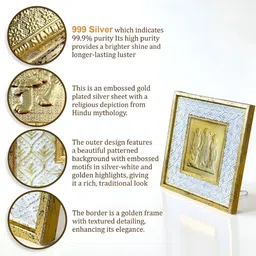 Art Street Gold-Toned & White Ram Darbar Table Photo Frame image 3