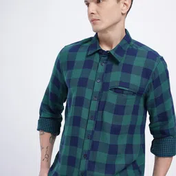 Glitchez Relaxed Fit Buffalo Checks Shirt-image-76