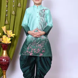 BAESD Boys Floral Printed Regular Dupion Silk Kurta with Patiala-picture-16