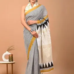 Dastkar Block Print Pure Cotton Sarees-picture-14