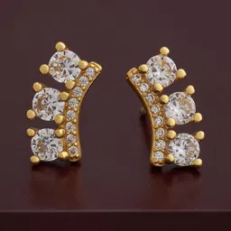 Kushal's Fashion Jewellery 92.5Silver Gold-Plated Zircon Studs Earrings-picture-26