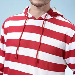 glitchez Striped Terry Relaxed Toggle Hem Hooded Sweatshirt image 2