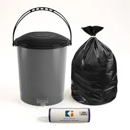 Kuber Industries 2 Pcs Grey Durable Dustbin With Garbage Covers - 10L-image-68