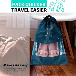 Kuber Industries Blue and Beige 8 Pieces Printed Shoe Cover Bags image 4