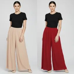 ak shamshahid garments Pack of 2 Regular Fit Palazzos For Casual Wear | Everyday Wear Women Pyjama Women Pyjama-picture-45