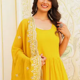 KALINI Women Layered Kurta with Pyjamas & With Dupatta image 5
