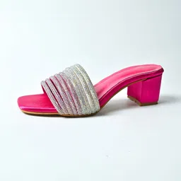 UMNOVE Embellished Party Block Mules image 3