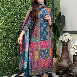 Moda Rapido Women Ethnic Motifs Printed Regular Kurta with Trousers & With Dupatta image 4