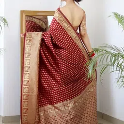 RUNAYA NX Ethnic Motifs Woven Design Zari Pure Silk Banarasi Saree image 4