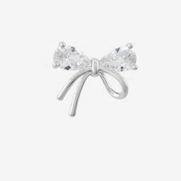 Kushal's Fashion Jewellery Rhodium-Plated Zircon Studded Bow Knot Shaped Studs image 2