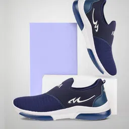 Free Kicks Men Navy Blue Mesh Marking Running Sports Shoes image 4