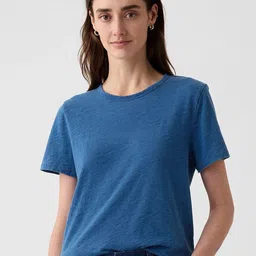 GAP Heathered Relaxed Fit Crew-Neck Pure Cotton T-Shirt-picture-34