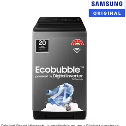 samsung 8 kg 5 star, Ecobubble, Super Speed, Wi-Fi, Digital Inverter, Fully Automatic Top Load Grey image 2