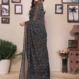 KALINI Floral Poly Georgette Half and Half Saree image 4