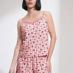 Tokyo Talkies Typography Printed Sleeveless V-Neck Cami And Shorts-image-18