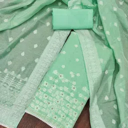 HERE&NOW Embellished Banarasi Cotton Unstitched Dress Material-picture-27