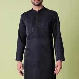 MAAHI FABS Mandarin Collar Thread Work Cotton Silk Kurta With Pyjamas image 3