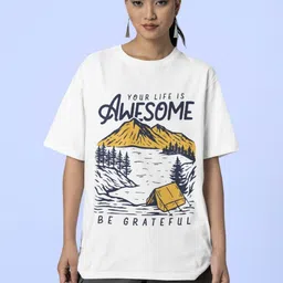 Reifica Women Printed Drop-Shoulder Sleeves Applique T-shirt-picture-23