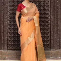 Mitera Woven Design Zari Saree with Unstitched Blouse Piece image 4