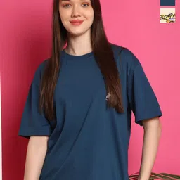 Metronaut Women Pack Of 2 Garfiled Graphic Printed Round Neck Cotton Oversized T-shirts-image-80