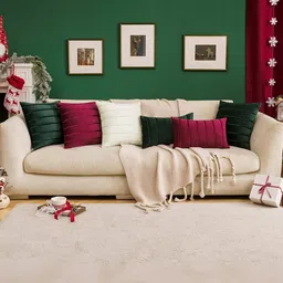 Khooti Beige & Green Set of 2 Square Cushion Covers image 2