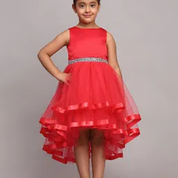 Toy Balloon kids Girls Net Round Neck High-Low Hemline Fit & Flare Dress image 4