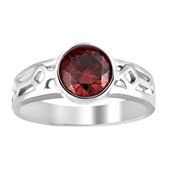 LeCalla Men 925 Sterling Silver Rhodium Plated Cubic Garnet Stone-Studded Finger Ring image 3