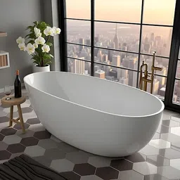 jabon bagno TAISOR Freestanding Bathtub 150 cm – White Glossy Acrylic Soaking Tub TAISOR Freestanding Bathtub 150 cm – White Glossy Acrylic Soaking Tub with Overflow Drain, Brass Pop-Up Waste & Waste Pipe, 6-Layer Reinforced Standalone Bath Tub Free-standing Bathtub-picture-33