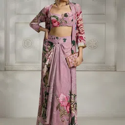 Rivaar By Rocky Star Printed Square Neck Top Shrug With Skirt Co-Ords Set-picture-15