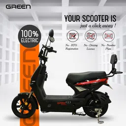 green Sunny Plus Black 60KM Range 10 inches Single Speed Lead-acid (SLA) Electric Cycle image 2