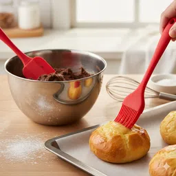 hoomo Silicone Spatula & Oil Brush Set | Heat Resistant Baking & Cooking Tool Combo Mixing Spatula image 2