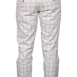 protocol Men Slim Fit Cream Cotton Blend Trousers image 3