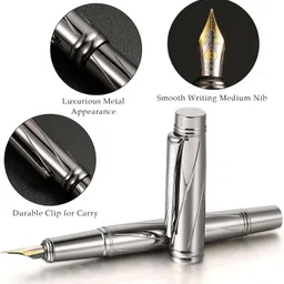 krink ® Jupiter Trading Edition F168 Gun Metal Body Germany Iridium Nib, Refillable Fountain Pen image 2
