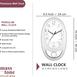 masstone Analog 40 cm X 24 cm Wall Clock image 2