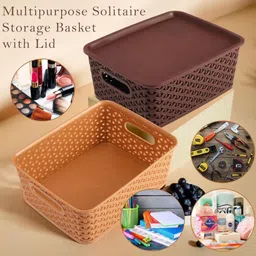 Plastic easypocket Multipurpose Plastic Storage Baskets with Lid – Set of 3 Storage Basket image 2