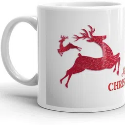 festivecraft Christmas Gift Coffee with White and Gold Baubles, Elegant Festive Garland Ceramic Coffee Mug image 3