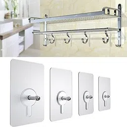 Pack of 18 Pcs Self Adhesive Heavy Duty Transparent Nail Screw Hooks x18.146 Clear, Chrome Towel Holder-image-60