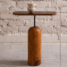 objectry Tube Linear Solid Wood End Table In Brown Colour image 2