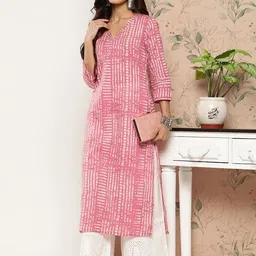 ambrosia retail Women Striped Cotton Blend Straight Kurta-picture-23