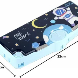 shivom 4 Button Astonaut Space Geometry Compass Magnetic Pencil Box with accessories Geometry Box image 2