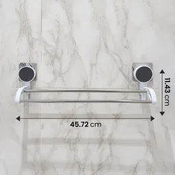 flyup Double rod towel rack, wall mount, hooks, space saver, 18 inch. 18 inch 1 Bar Towel Rod image 3