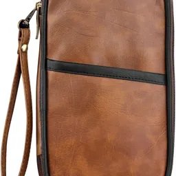 Men & Women Travel Tan, Black Artificial Leather Document Holder-image-6