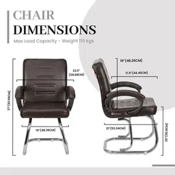 goyal steel & furniture industries Budget-Friendly Guest Chair Home Office Comfortable Cushion Visitor Leatherette Office Arm Chair image 3