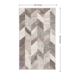 sapana carpet-mats Cream Abstract Wool 3 ft X 5 ft Machine Made Carpet image 3