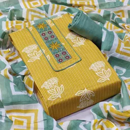 silkora Unstitched Pure Cotton Salwar Suit Material Self Design-picture-22