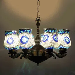 new era Gerard Multicolour Iron 8 Lights Chandelier image 3