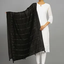 Polyester Embellished Black Women Dupatta-image-23