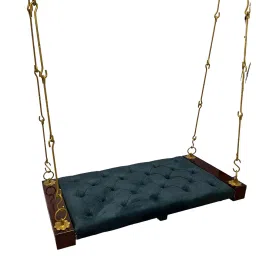 jairi traders M-34 Solid Wood Swing in Brown & Blue Colour image 5